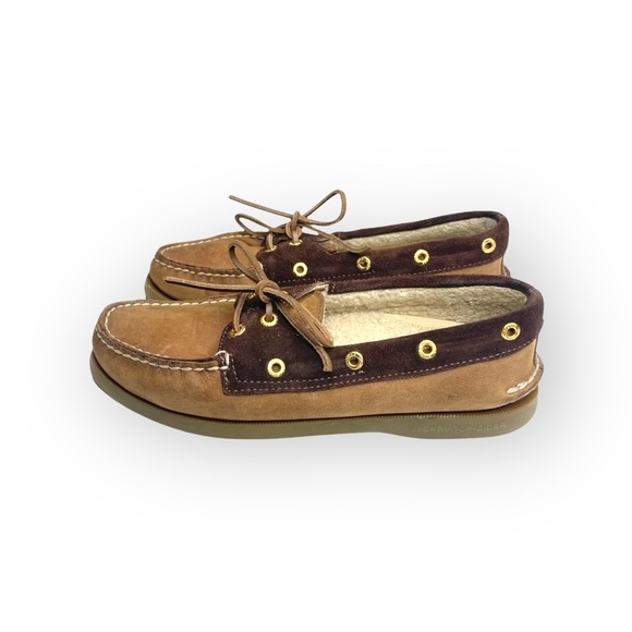 Sperry Top-Sider ™® ✌︎︎ Gold Eyelet Leather Boat Shoes ✌︎︎ 2 Tone Brown ✌︎︎ 6M - Picture 6 of 16